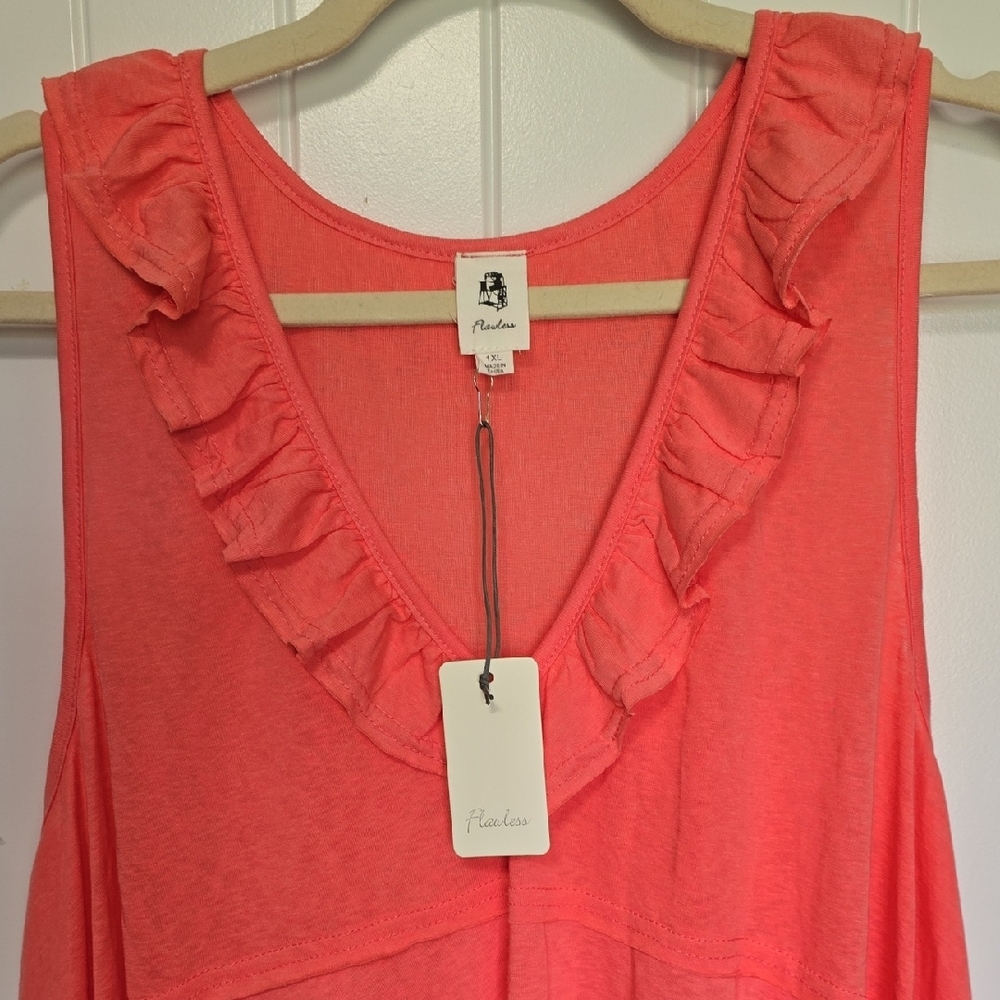FLAWLESS Coral Ruffle Tank Top - Picture 3 of 5